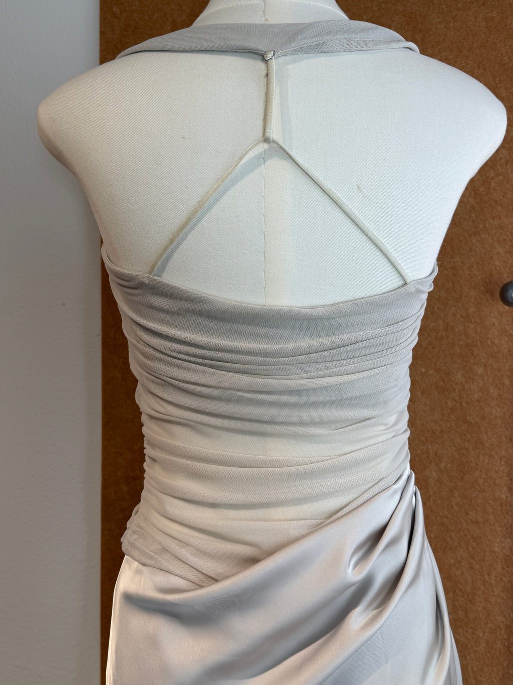 Ruched Halter Neck Satin Maxi Dress | Skylar