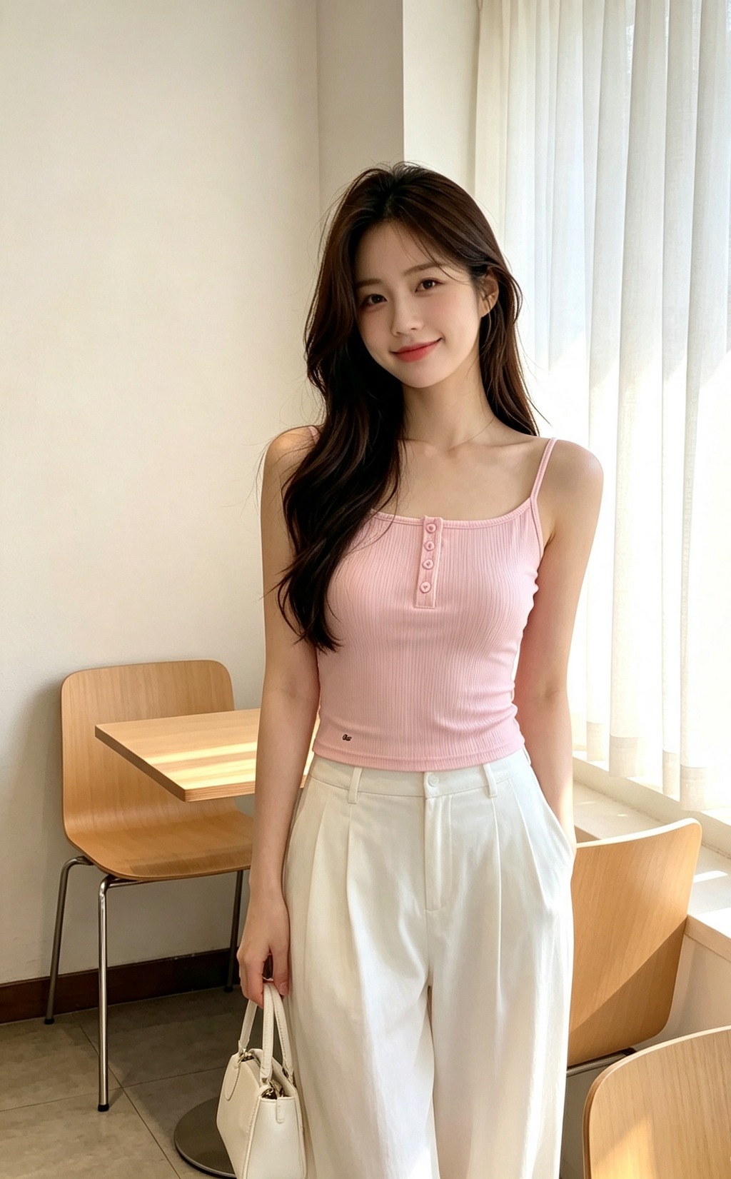 Ribbed Button-Front Cami | Amber