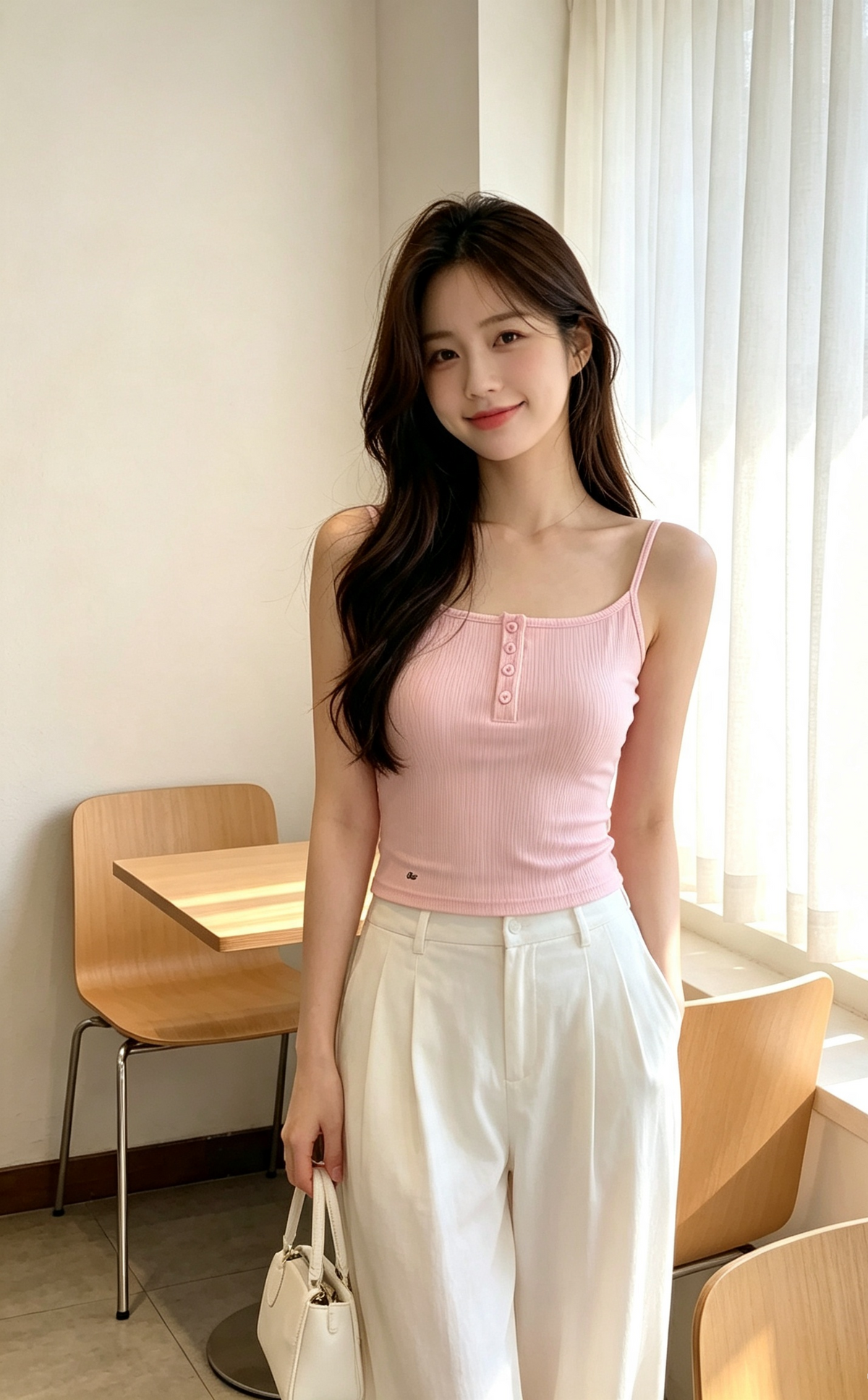 Ribbed Button-Front Cami | Amber