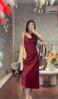 Cowl-Neck Satin Slip Midi Dress | Classy