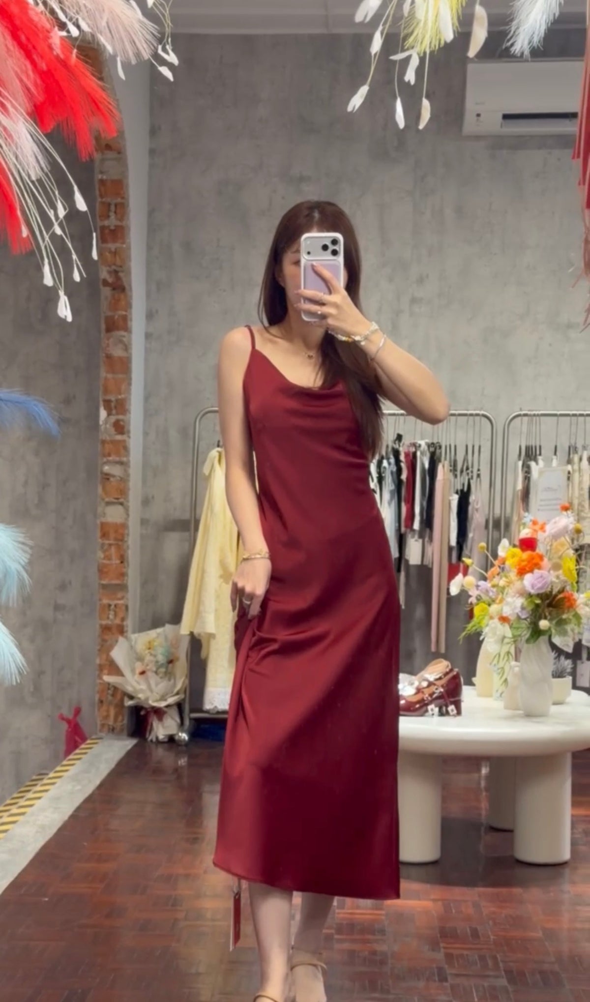 Cowl-Neck Satin Slip Midi Dress | Classy