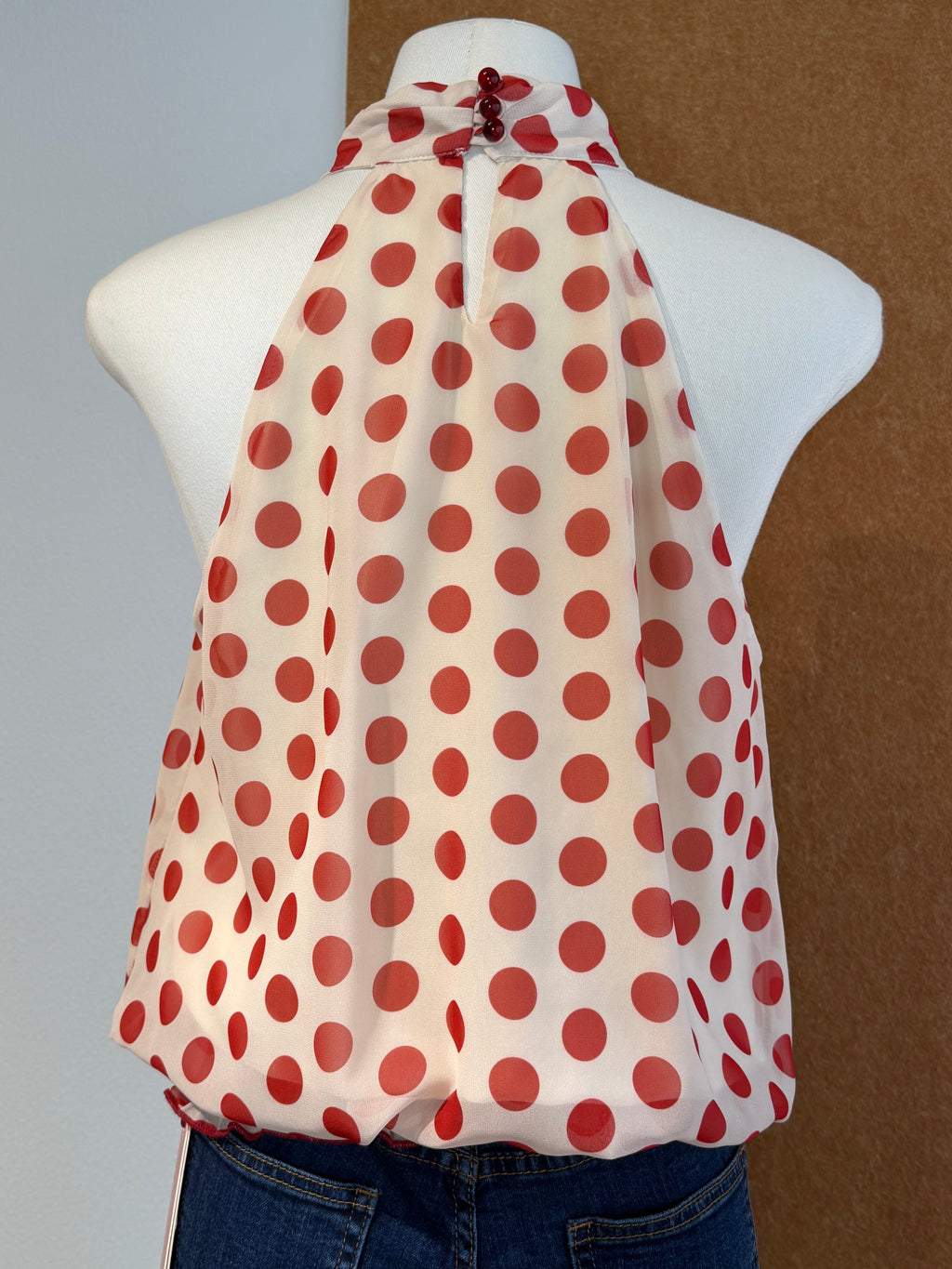 Polka Dot Ruffle-Front Halter Top | Petra