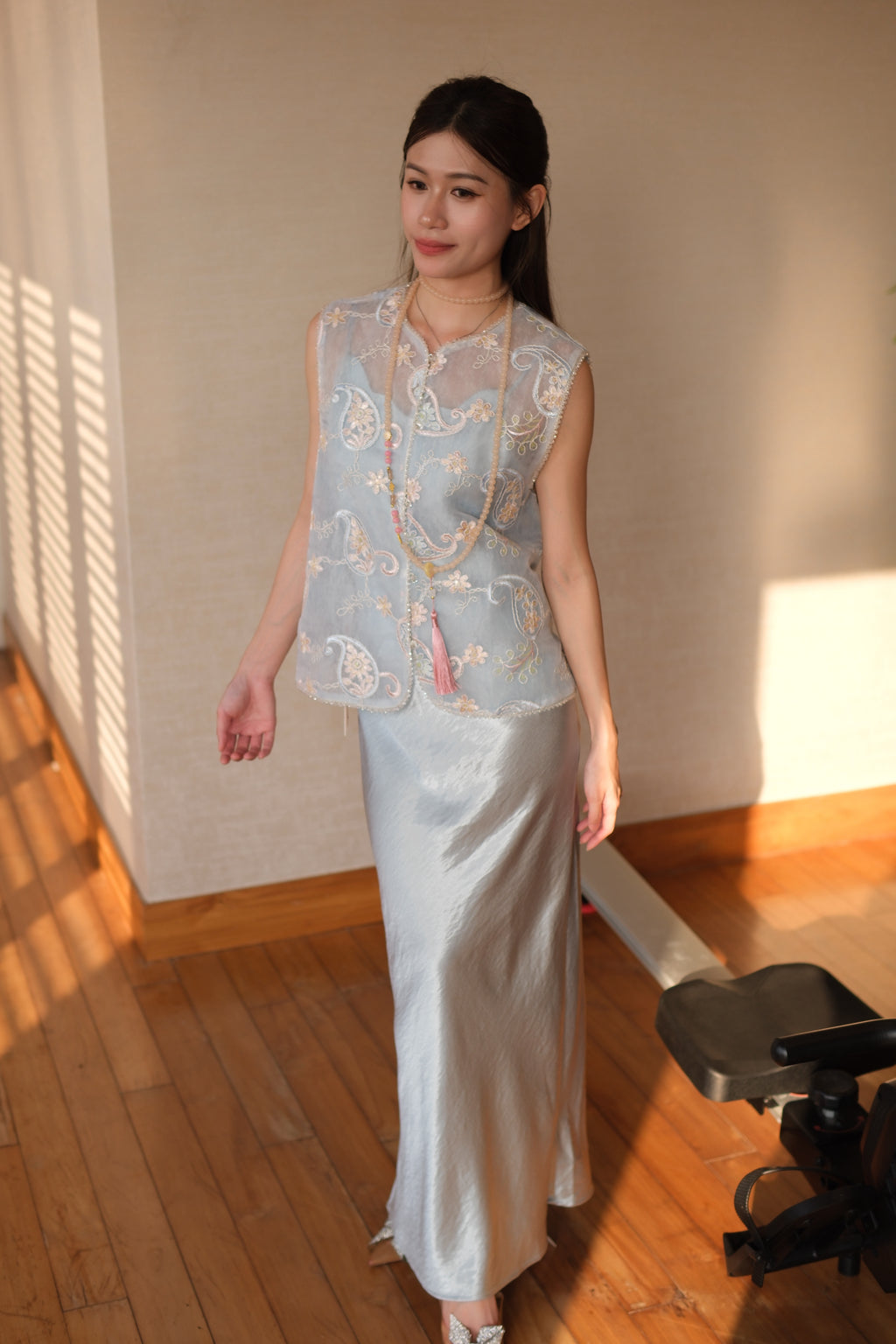 Paisley Embroidered Organza Vest | Alison