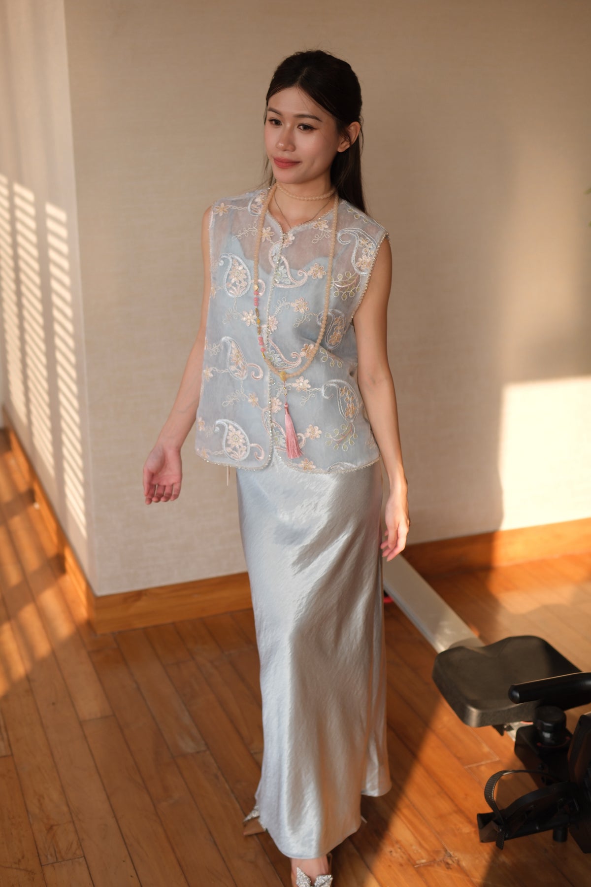Paisley Embroidered Organza Vest | Alison