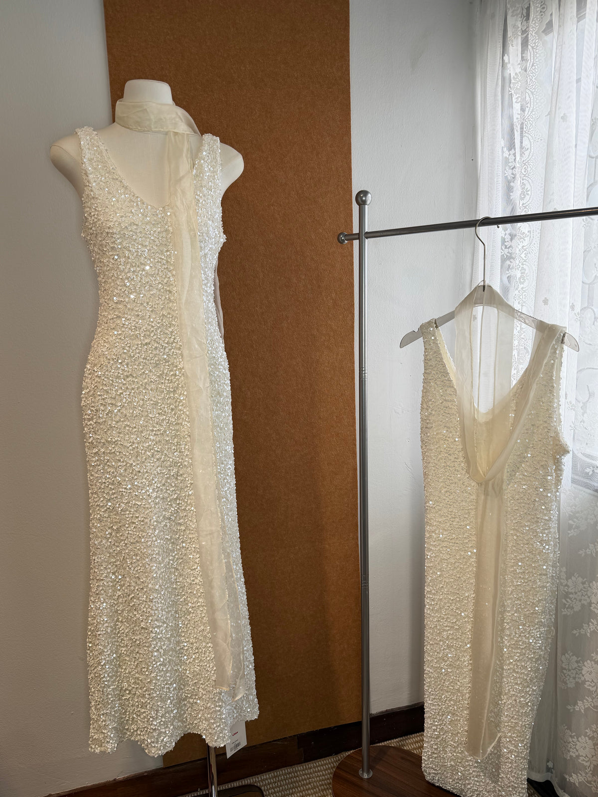 Sequin Maxi Gown with Chiffon Sash | Ellie