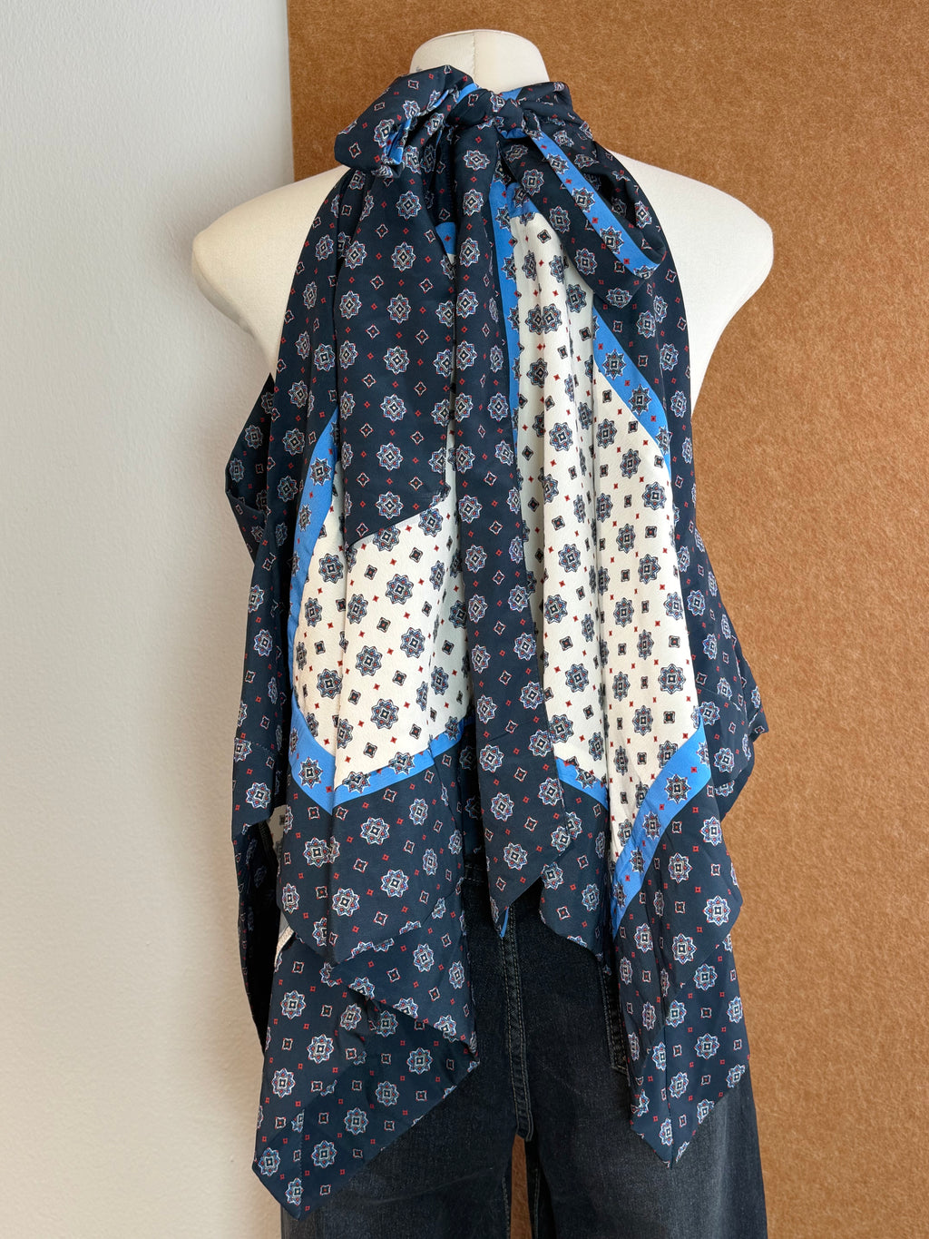 Scarf-Print Halter Handkerchief Top | Saria Top