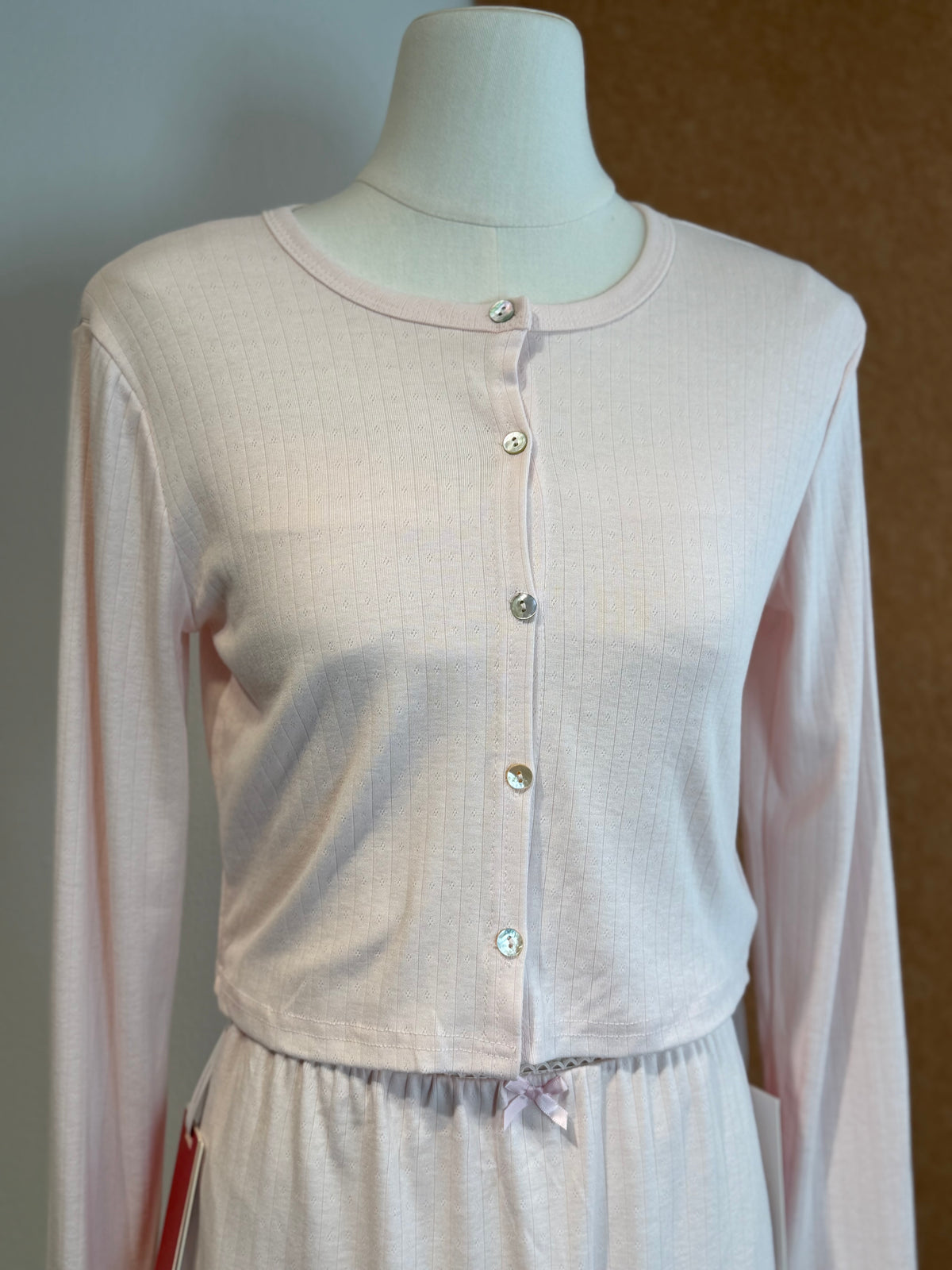 Rhinestone-Button Round-Neck Knit Cardigan | Yara