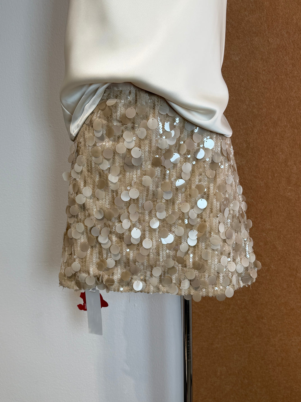 Oversized Disc Paillette A-Line Mini Skirt | Uliana