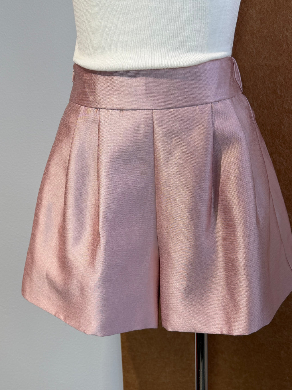 Satin Pleated Wide-Leg Shorts | Vesper