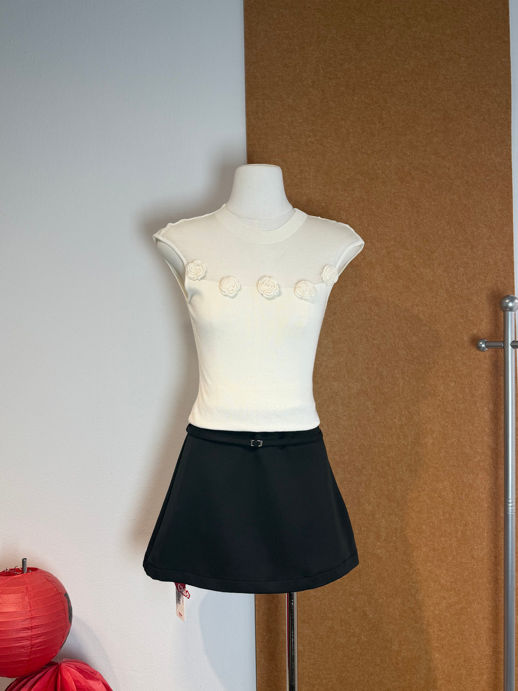 Buckle-Detail A-Line Mini Skort | Talia Bottom