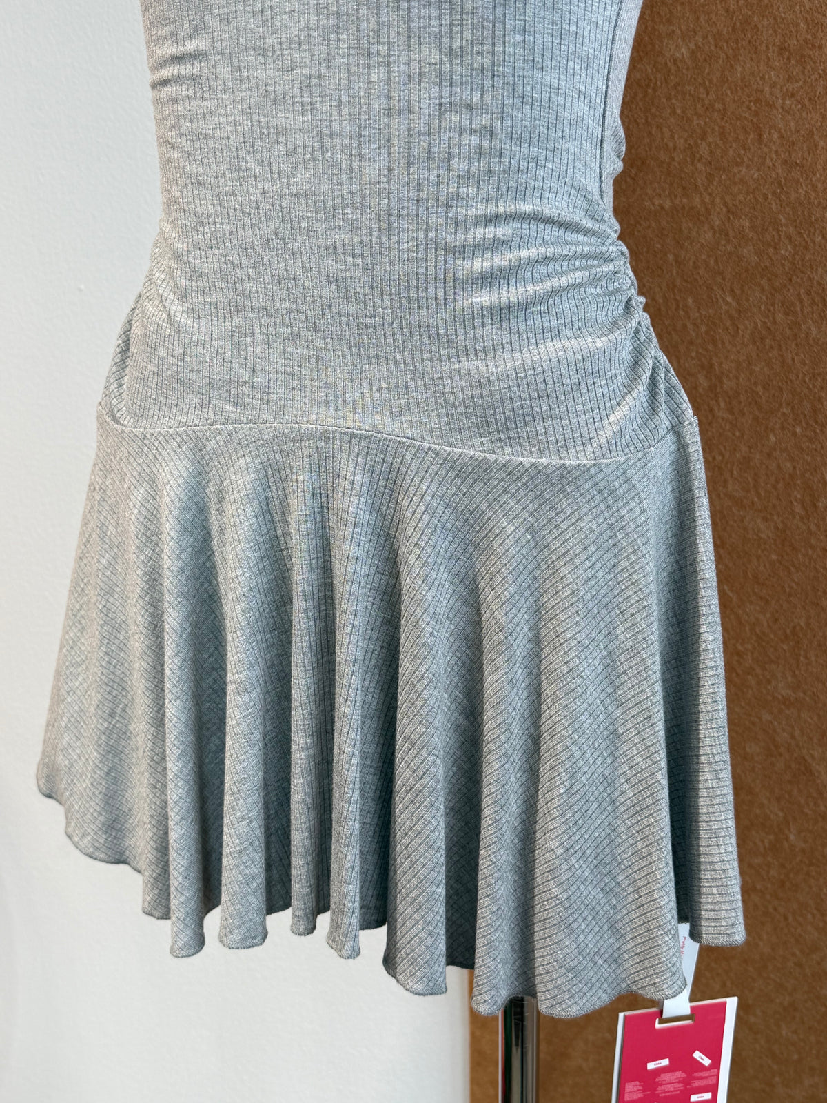 Ribbed Knit Drop-Waist Flared Mini Dress | Juliette