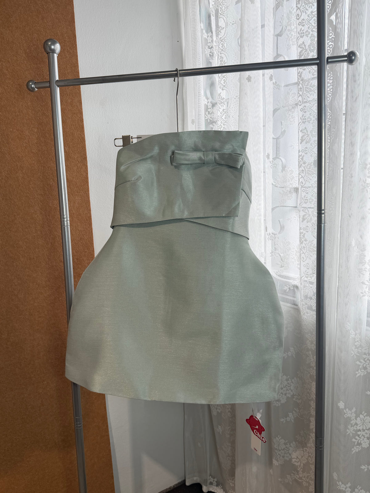 Structured Bow Bubble-Skirt Strapless Mini Dress | Zina