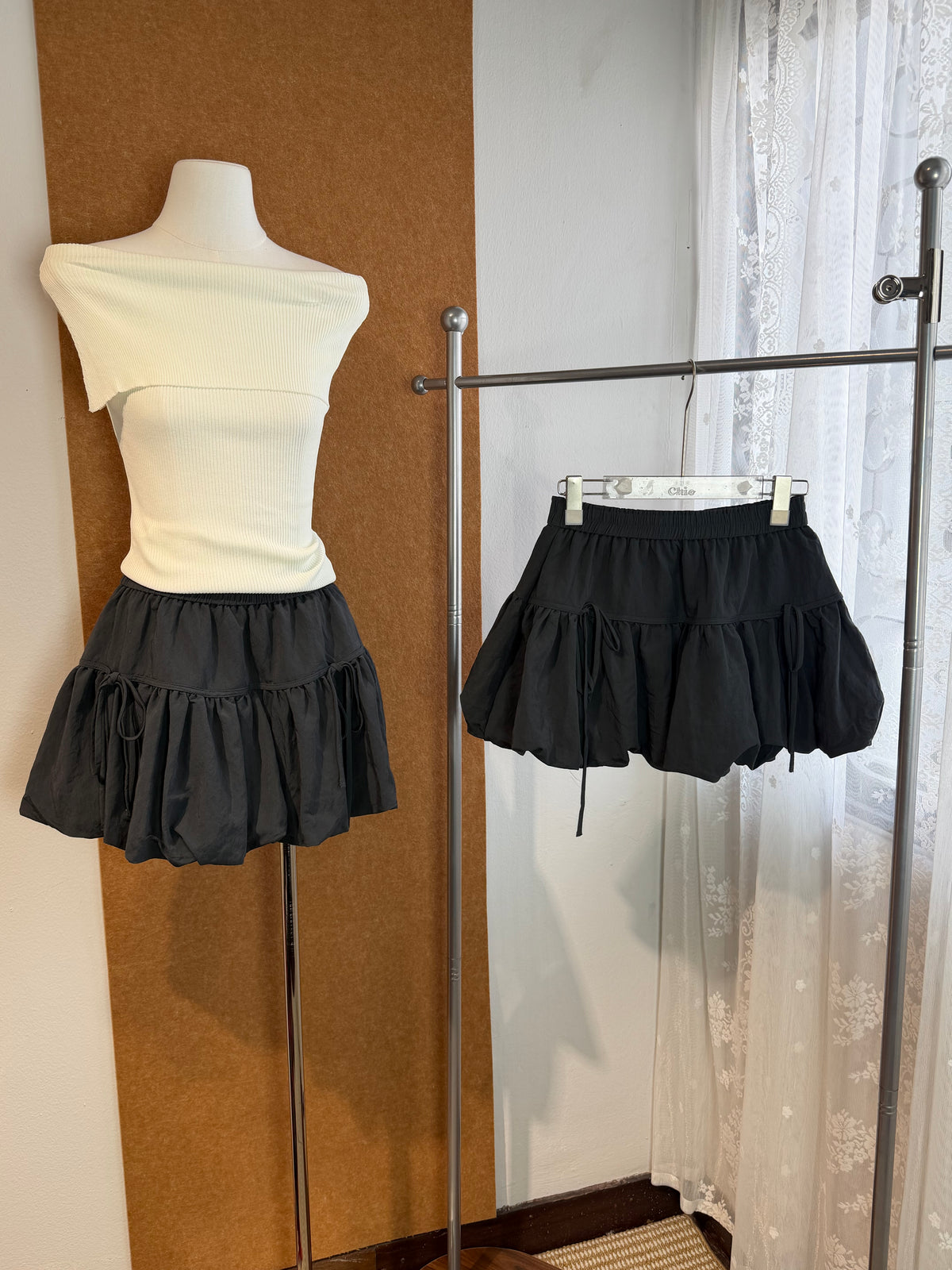 High-Waist Balloon Bubble Mini Skirt with Built-In Shorts | Harper