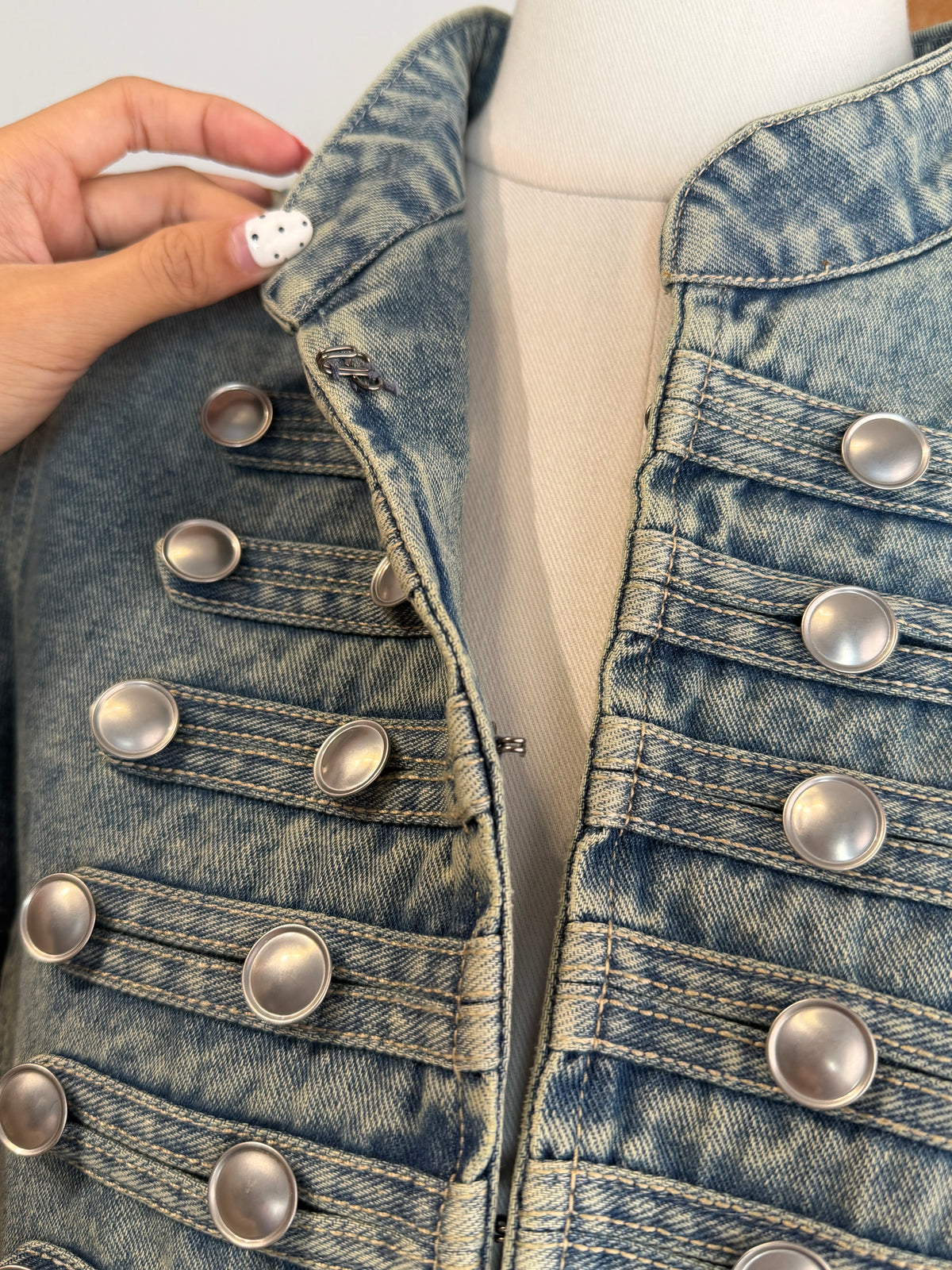 Military-Inspired Denim Jacket | Uras Top