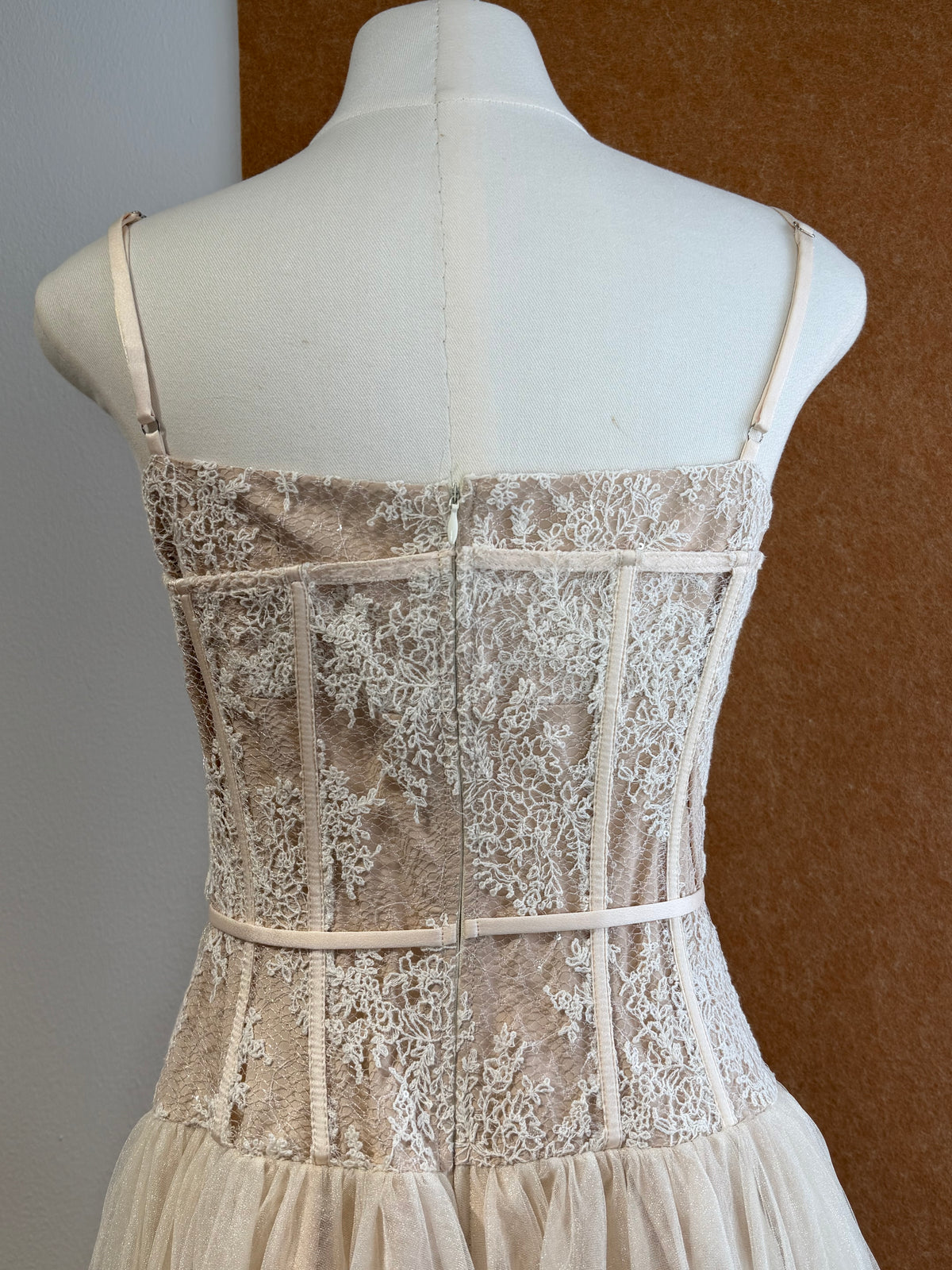 Lace Corset Bodice Tulle Midi Dress | Gillian