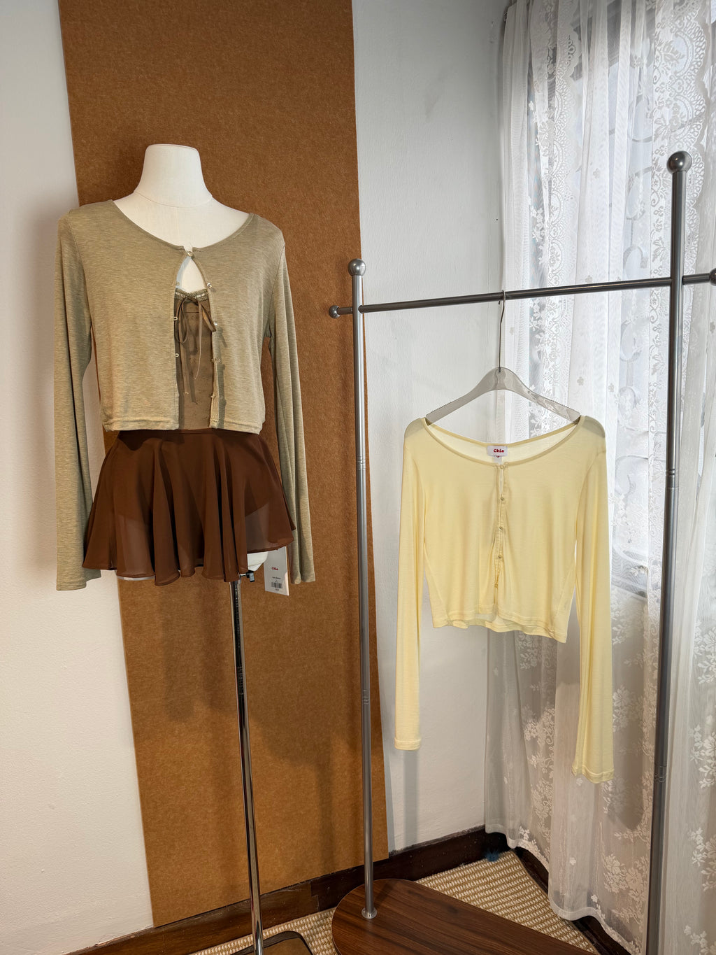 Sheer Knit Pearl-Button Cropped Sun Cardigan | Elysia