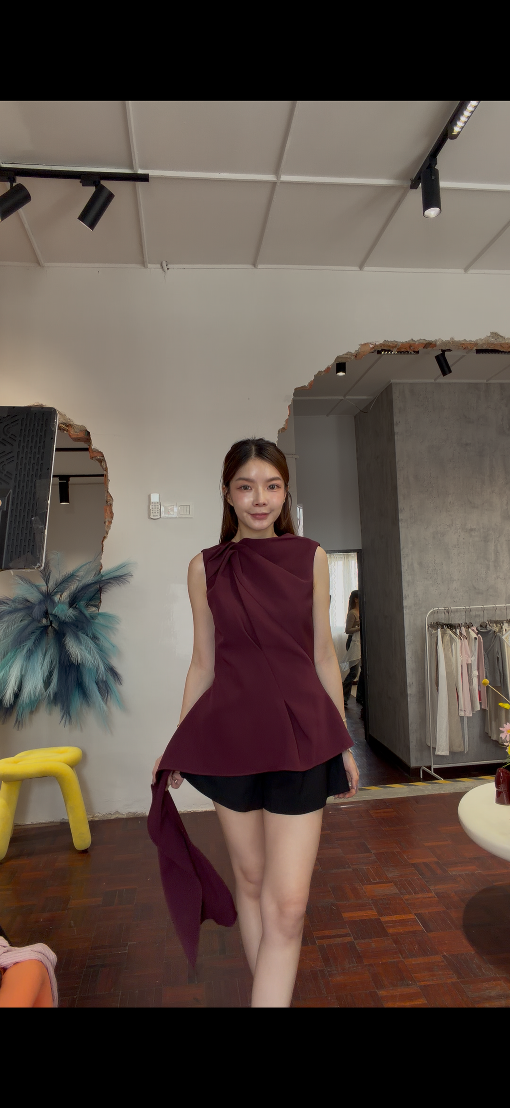 Twisted Knot Peplum Top with Sash | Nadia