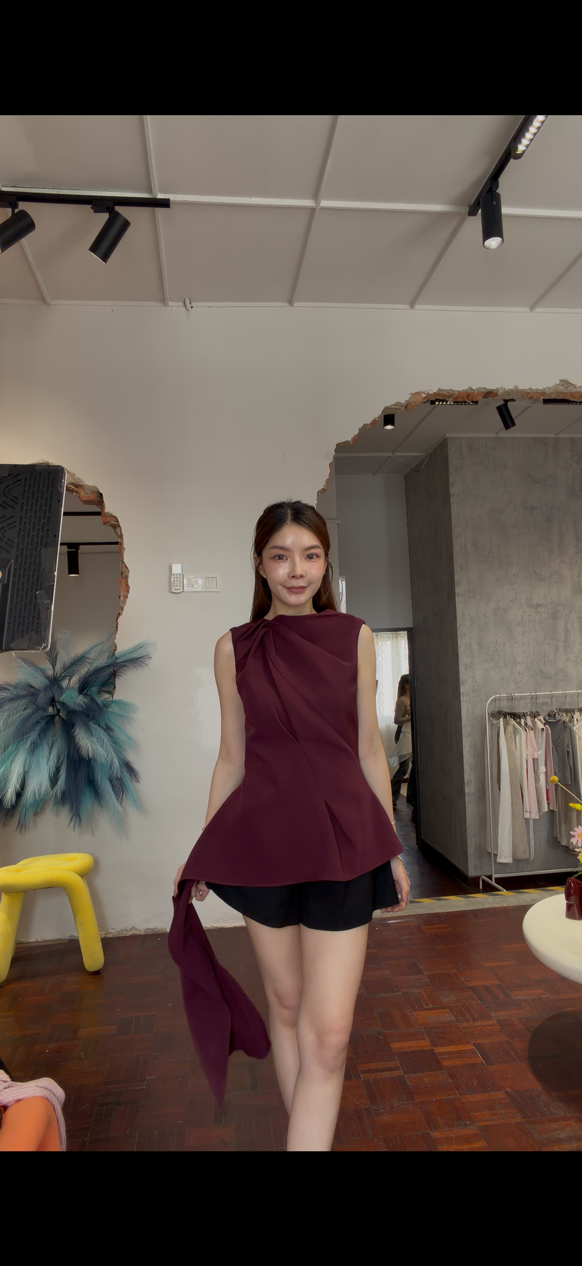 Twisted Knot Peplum Top with Sash | Nadia
