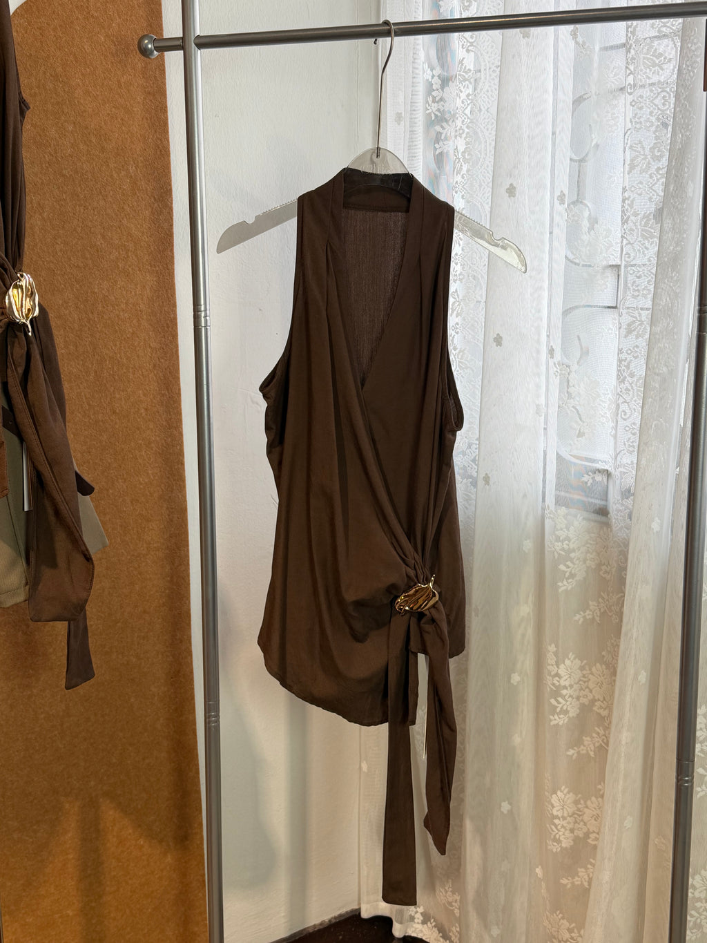Wrap Halter Top with Gold Clasp | Junia