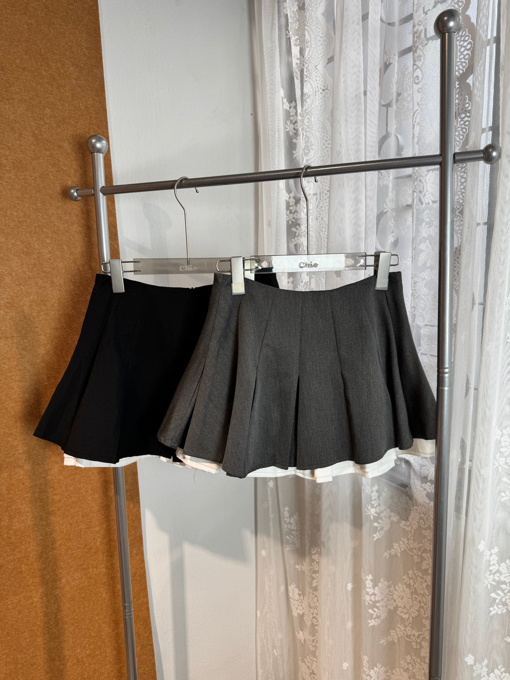 High-Waist Pleated Mini Skirt with Built-In Shorts | Corinne