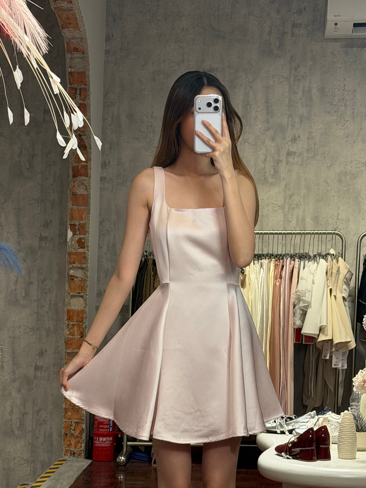 Square Neck Satin Mini Dress | Sydney