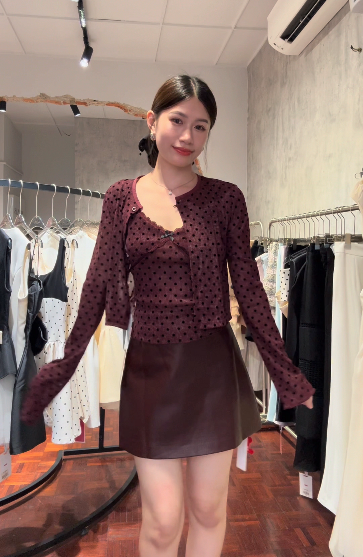 Leather-Look A-Line Mini Skort | Thea Bottom