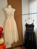 Lace Corset Bodice Tulle Midi Dress | Gillian