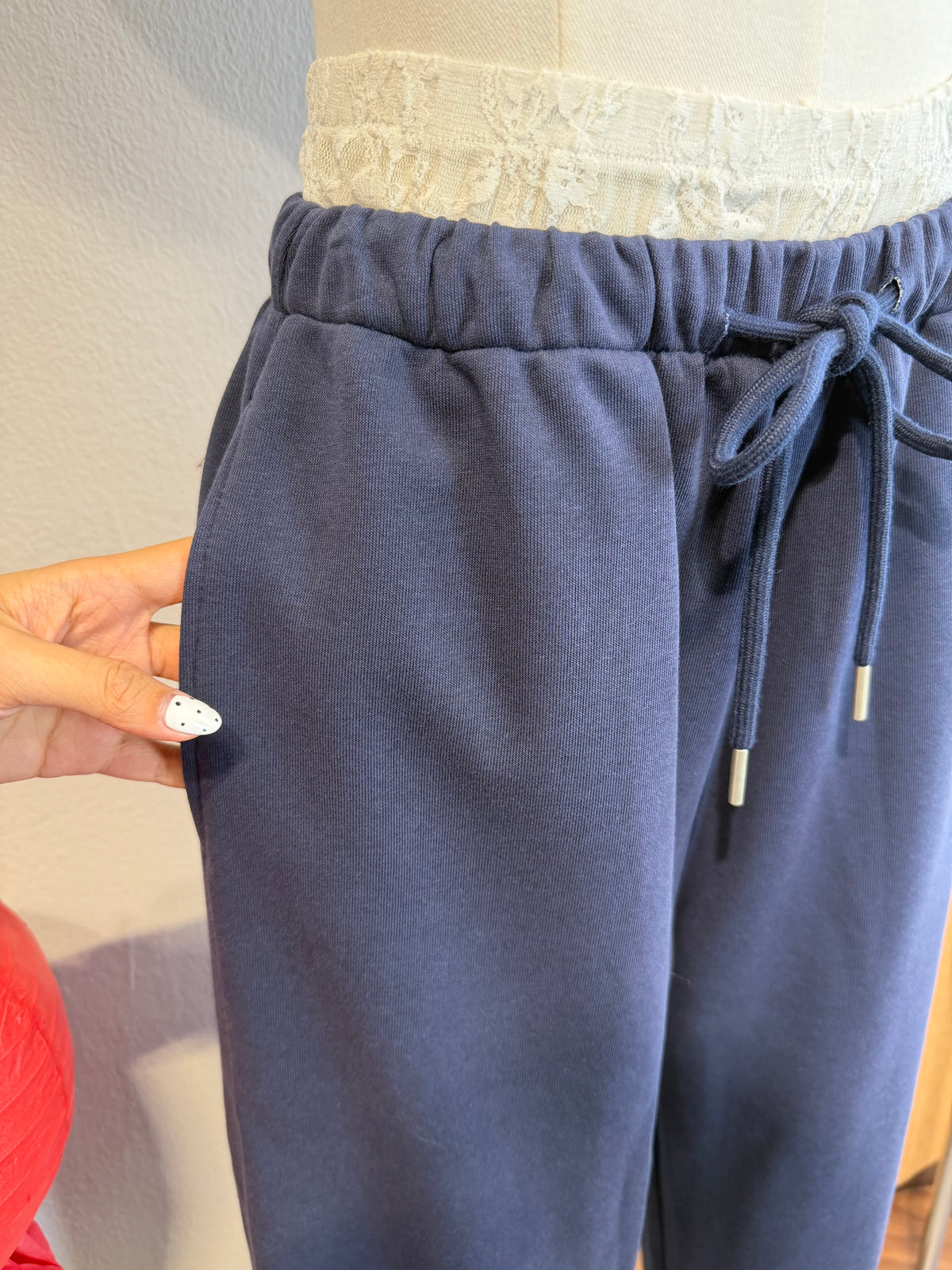 Structured Knit Wide-Leg Drawstring Trousers | Luxe