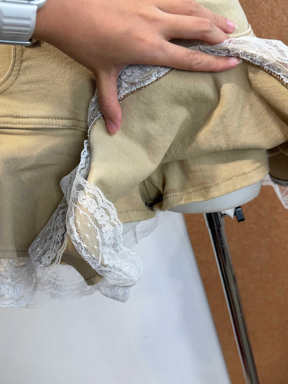 Lace Hem Denim Skort | Heidi