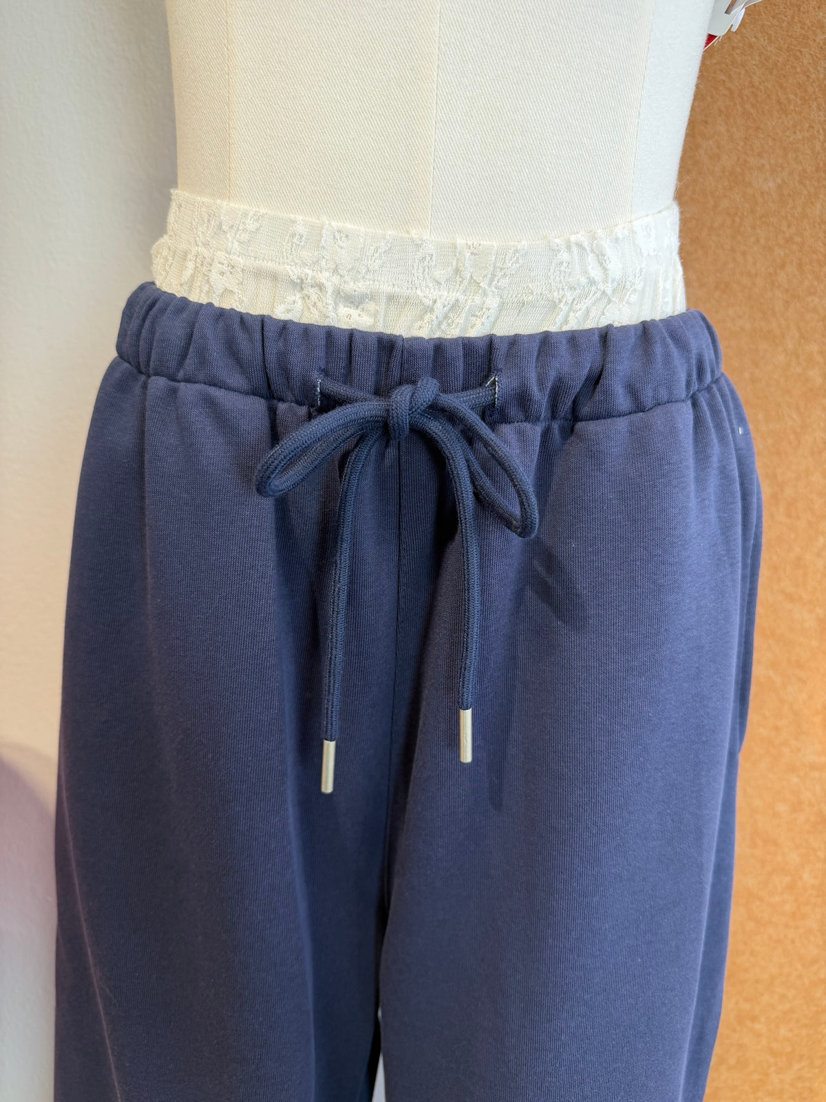 Structured Knit Wide-Leg Drawstring Trousers | Luxe
