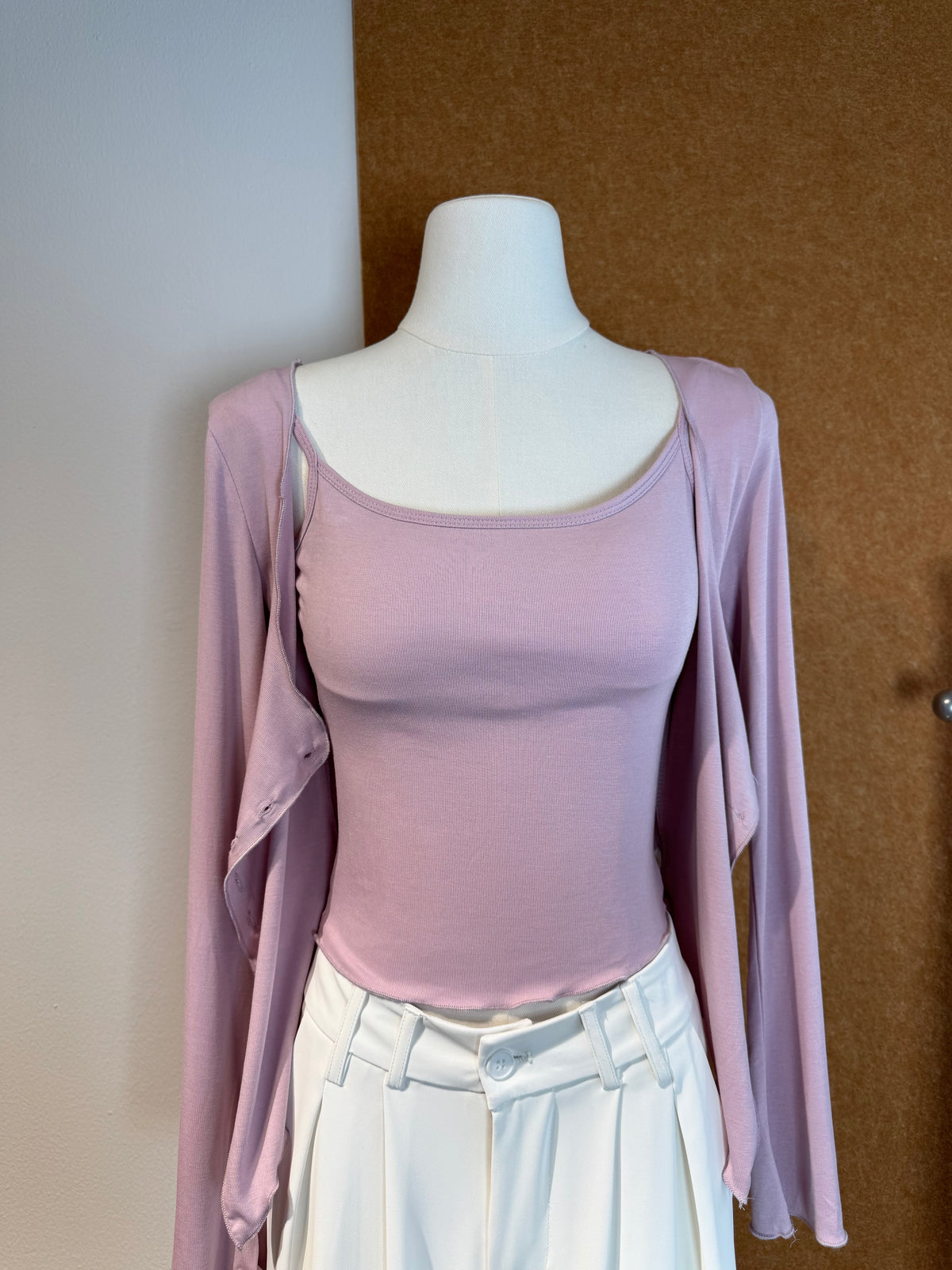 Ribbed Cami & Asymmetric Cardigan Set | Xavi