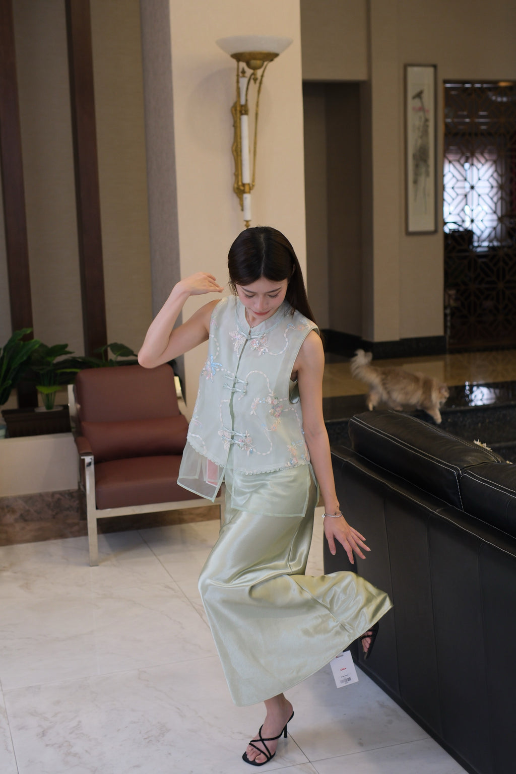 Sequin Butterfly Embroidered Organza Vest | Aitana