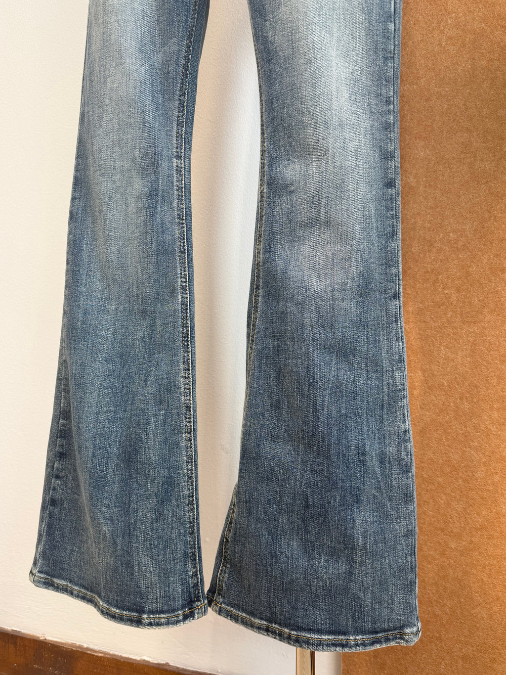 Washed Blue Flared Jeans | Mia Bottom