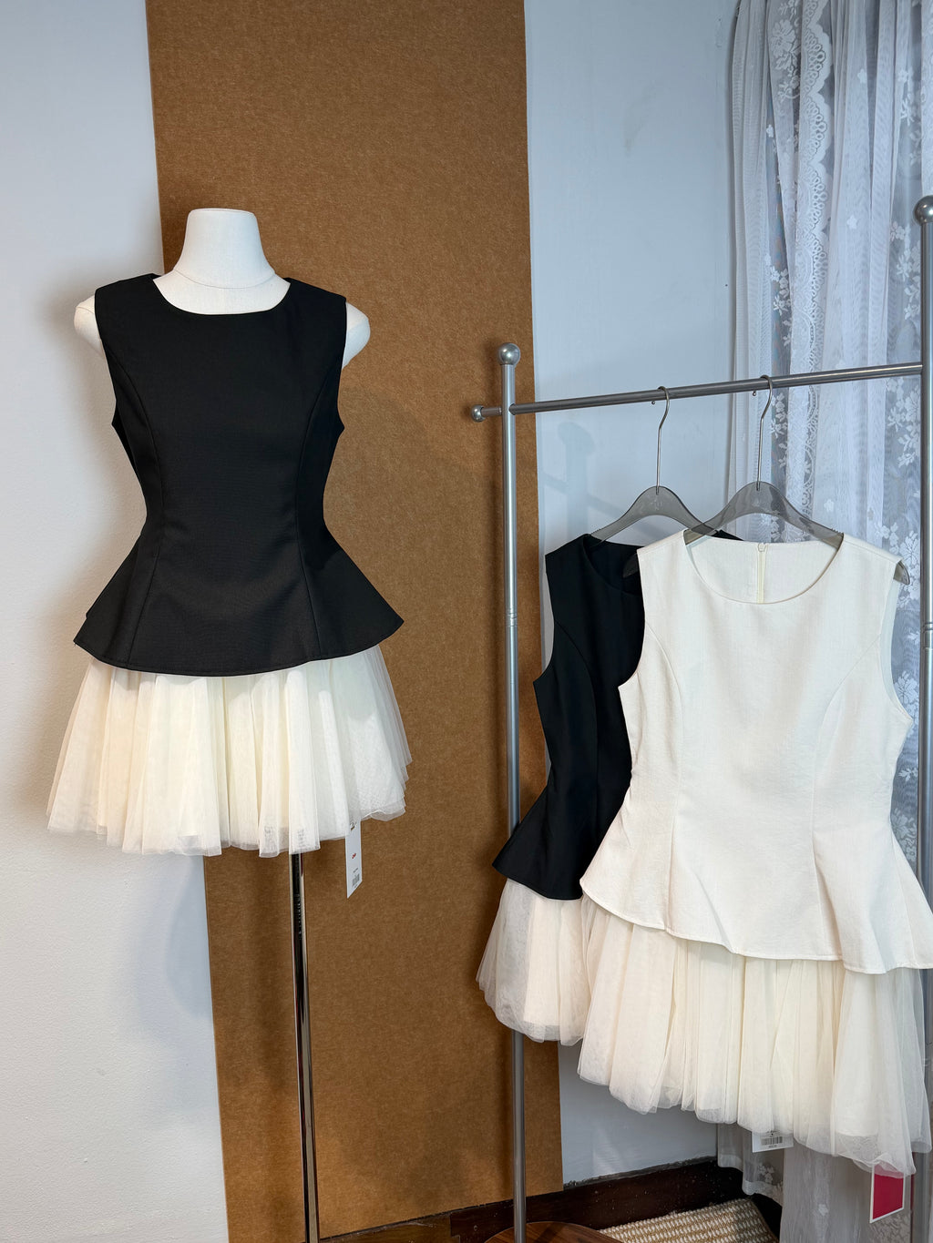 Peplum Ruffle Bodice Tiered Tulle Mini Dress | Jisela