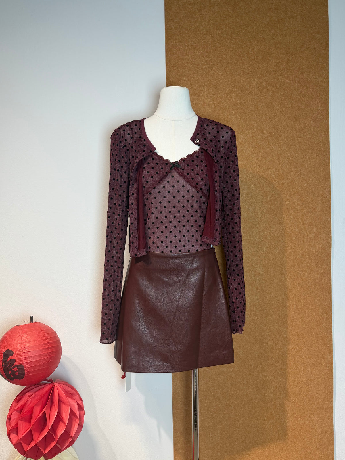 Polka-Dot Cami & Cropped Cardigan Set | Thea Top