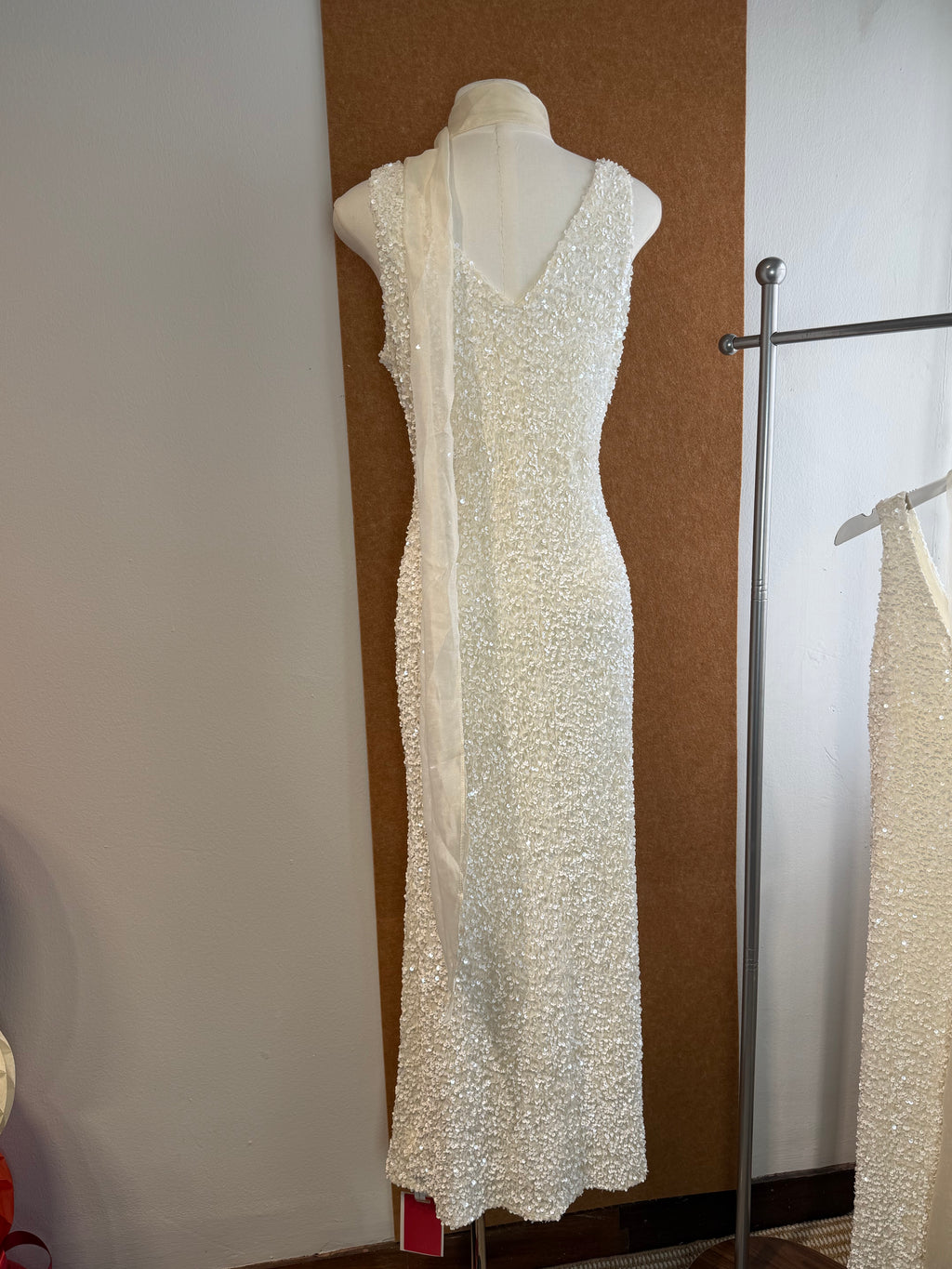 Sequin Maxi Gown with Chiffon Sash | Ellie