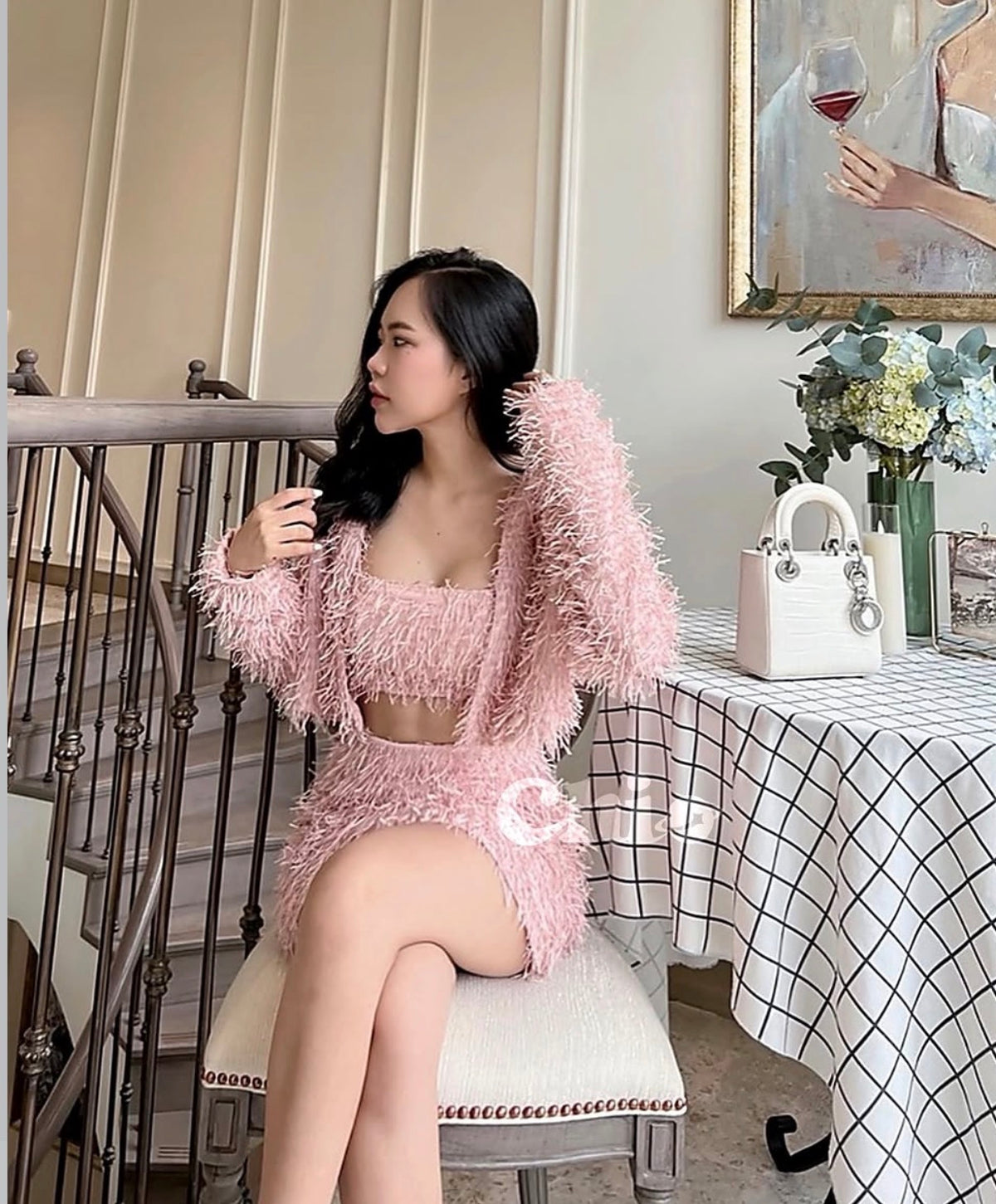 Feather-Fringe Open Cardigan | Nia