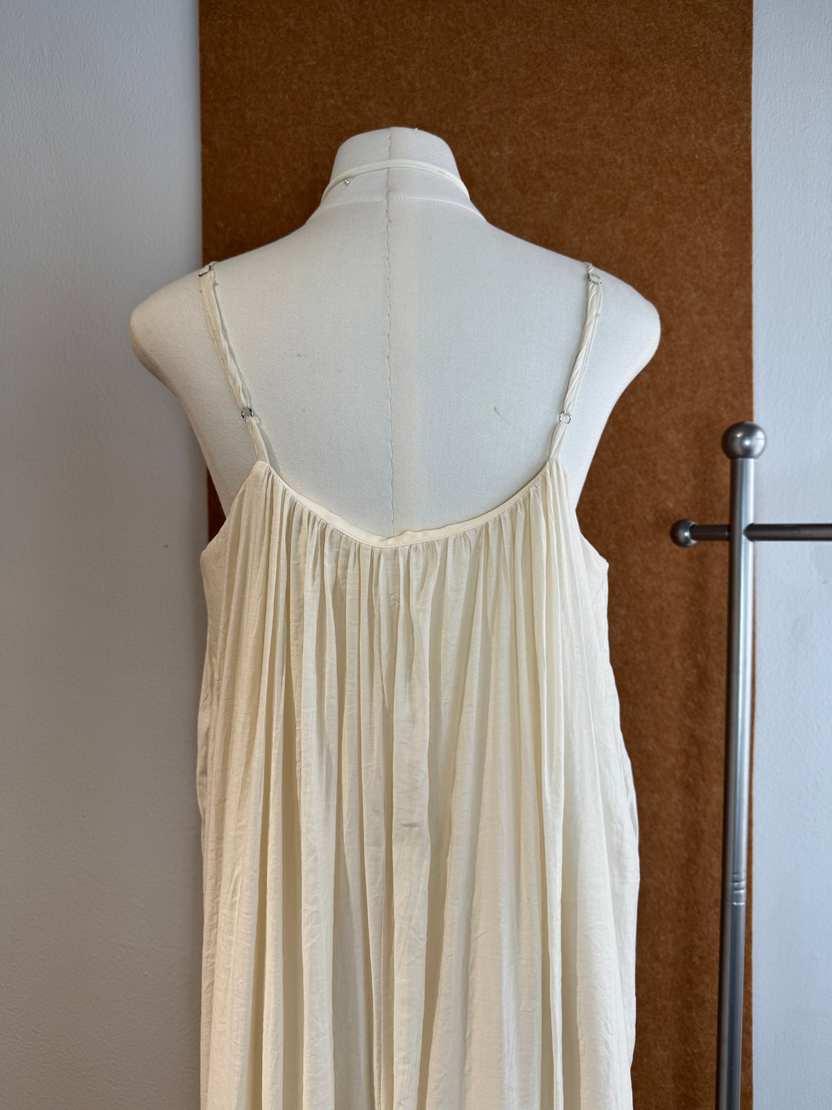 Gathered Trapeze Slip Maxi Dress with Neck Tie | Cherry