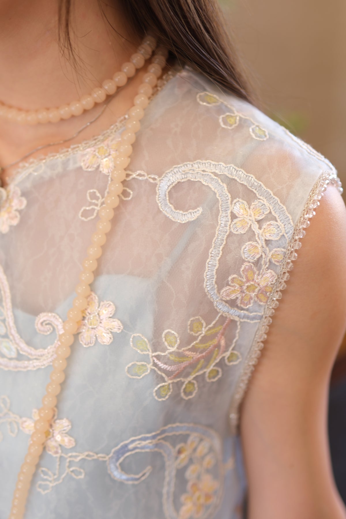Paisley Embroidered Organza Vest | Alison