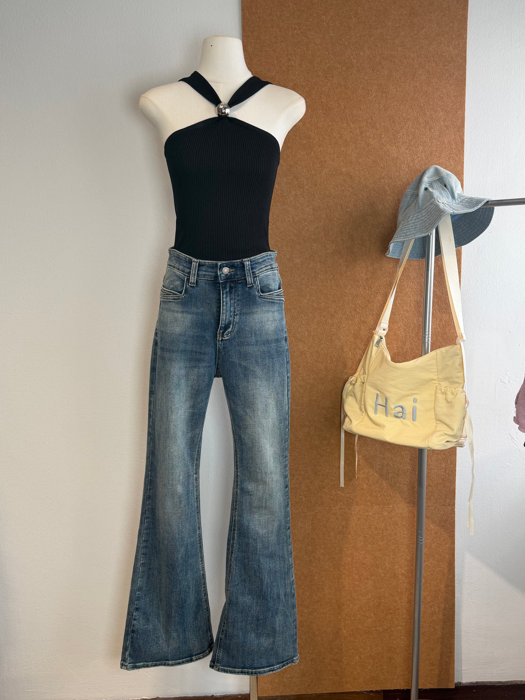 Washed Blue Flared Jeans | Mia Bottom