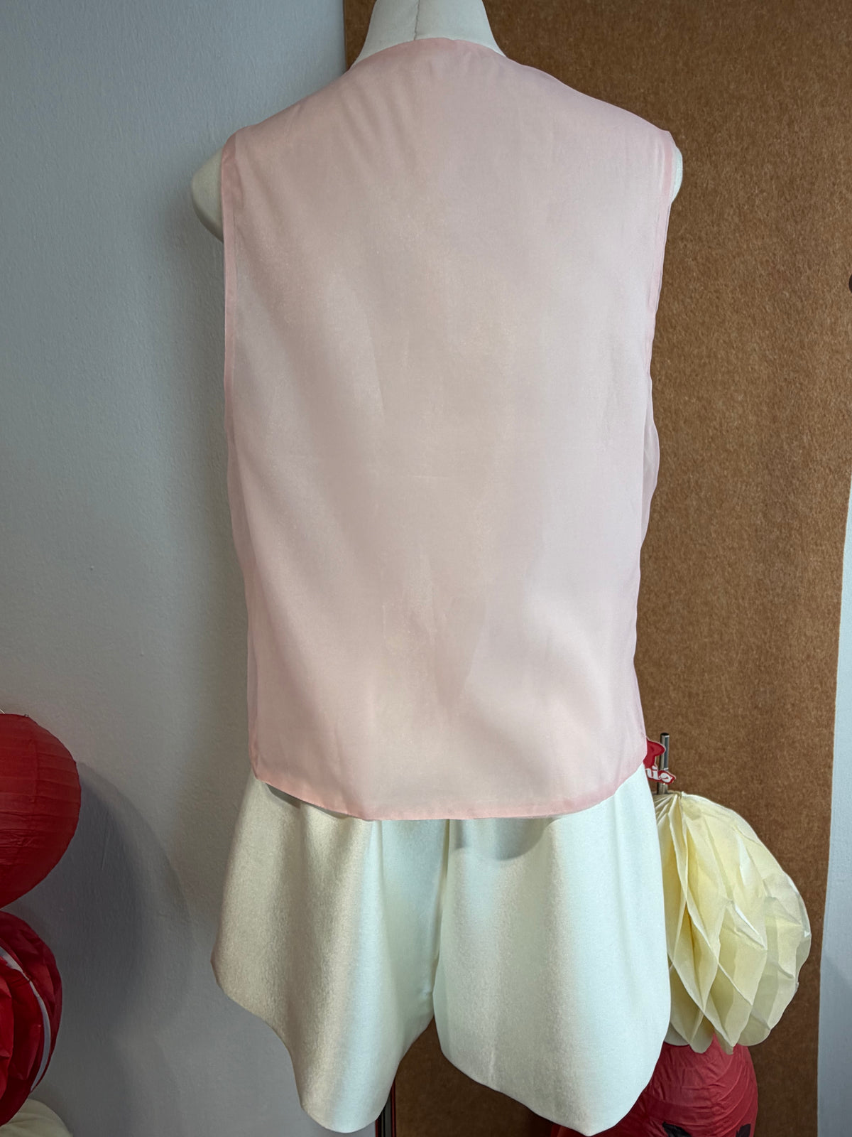 Sleeveless Sheer Organza Top with 3D Raised Floral Embroidery and Satin Loop Buttons | Zoya