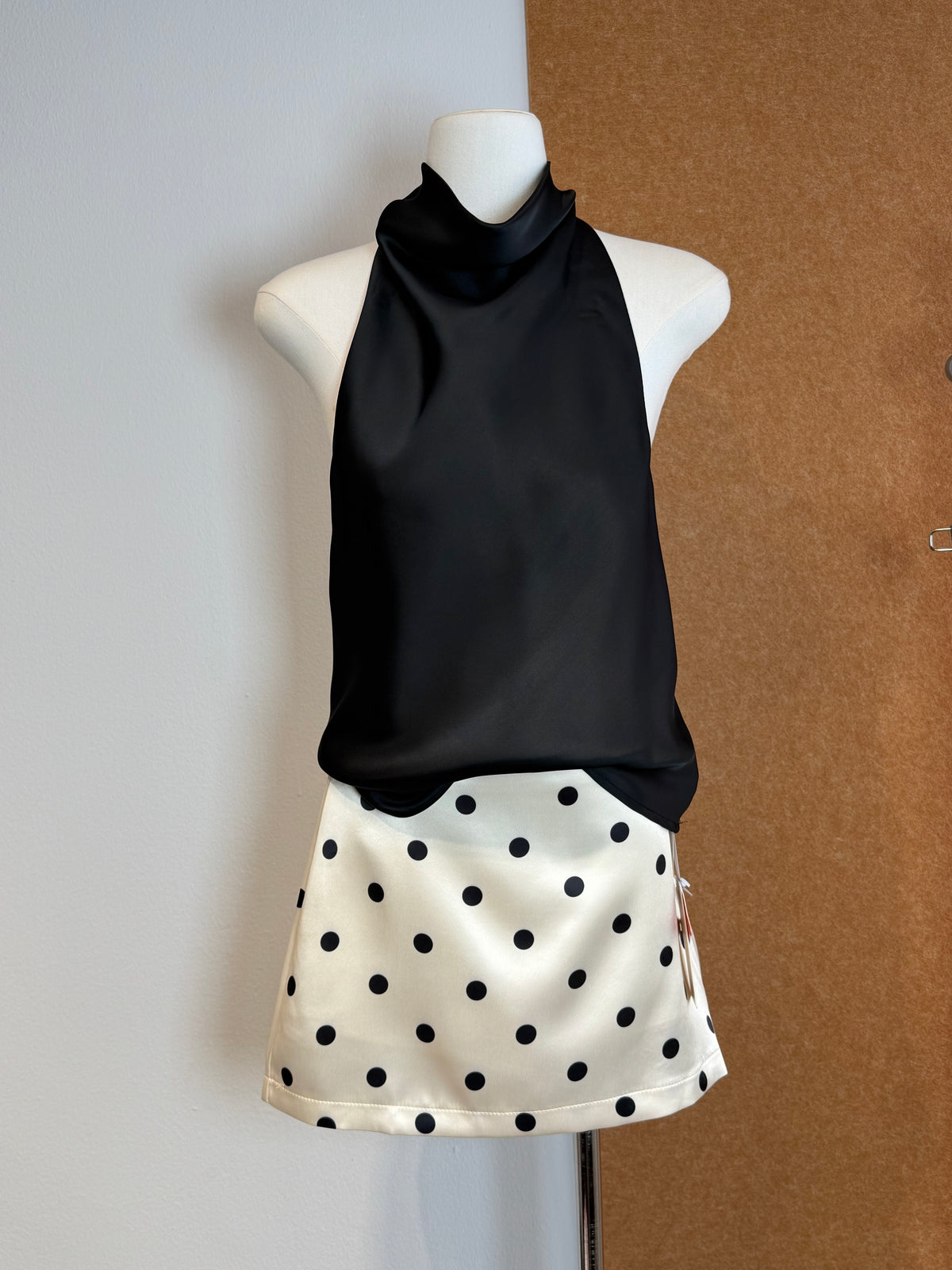 Cowl-Neck Halter Satin Top | Uma
