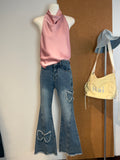 Butterfly-Appliqué Flared Jeans | Teddy Bottom