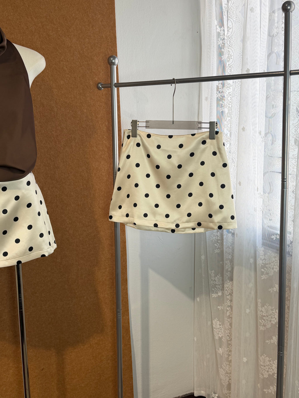 Polka Dot Satin Mini Skirt | Azura