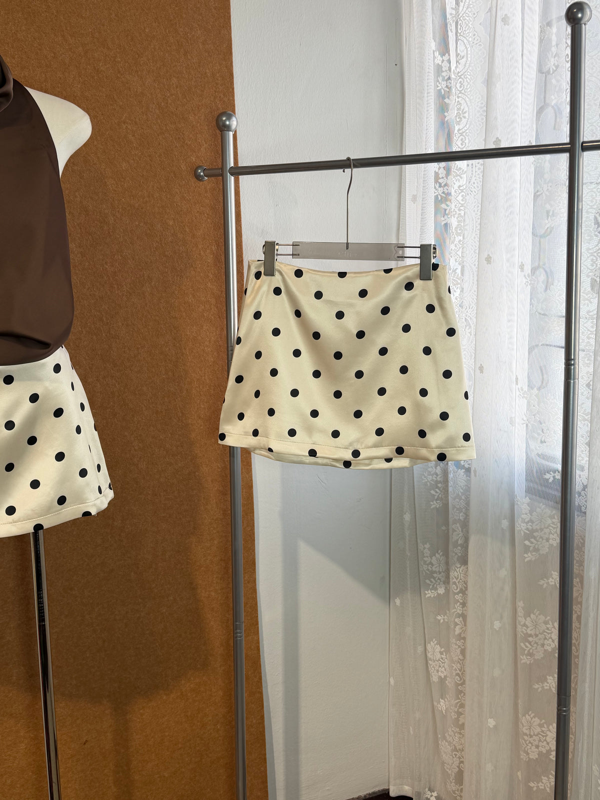 Polka Dot Satin Mini Skirt | Azura