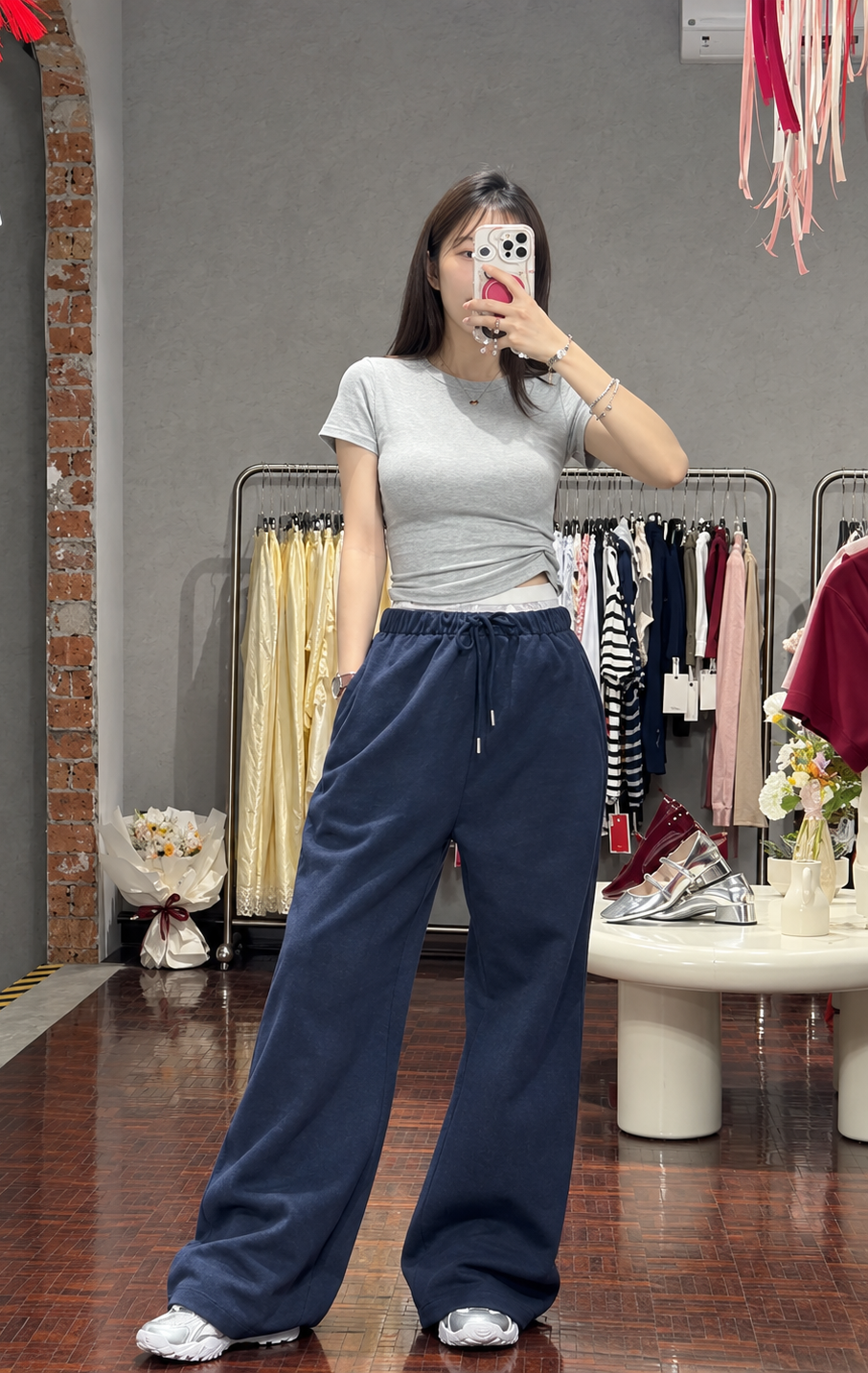 Structured Knit Wide-Leg Drawstring Trousers | Luxe
