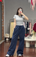Structured Knit Wide-Leg Drawstring Trousers | Luxe