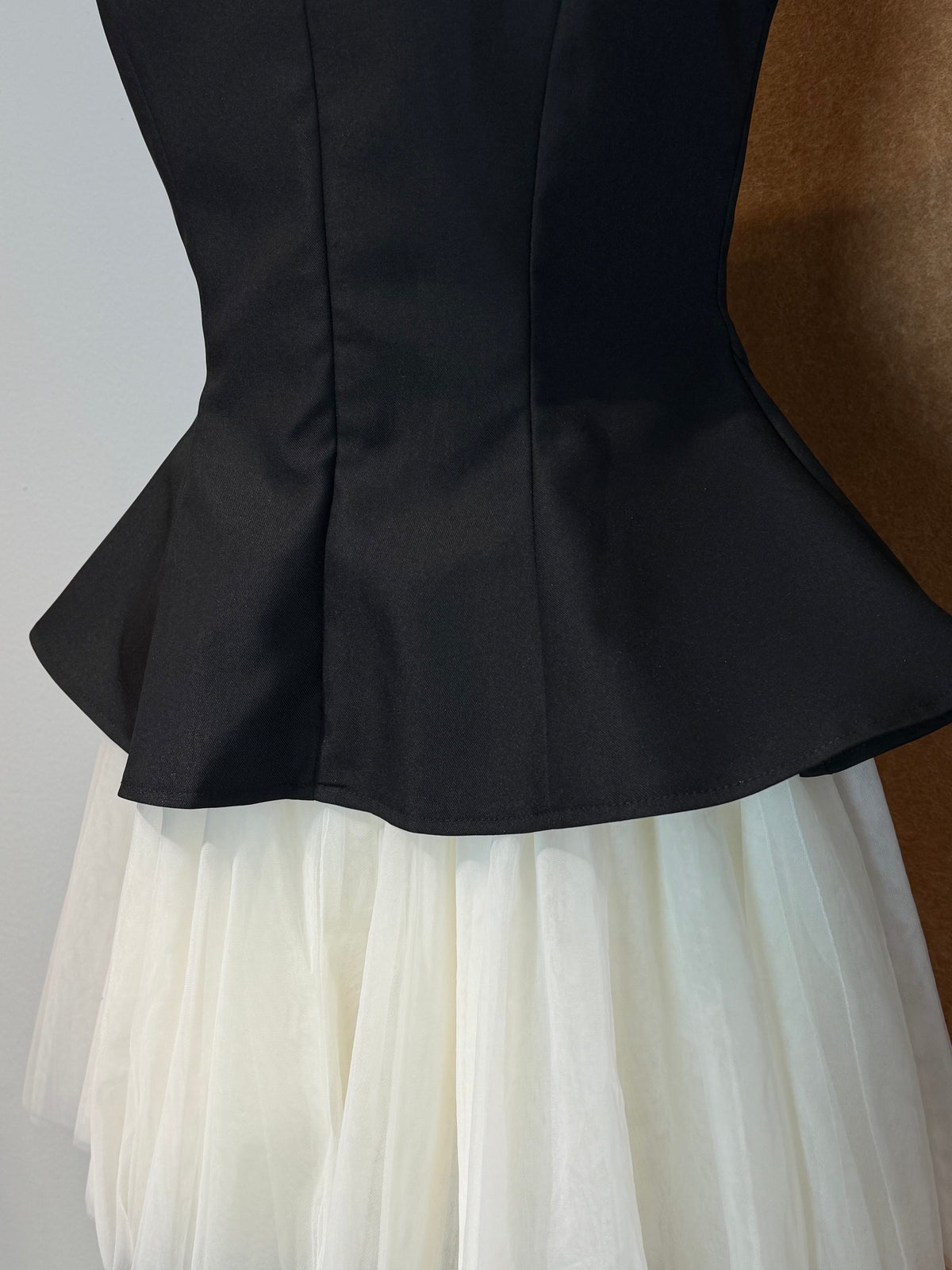 Peplum Ruffle Bodice Tiered Tulle Mini Dress | Jisela