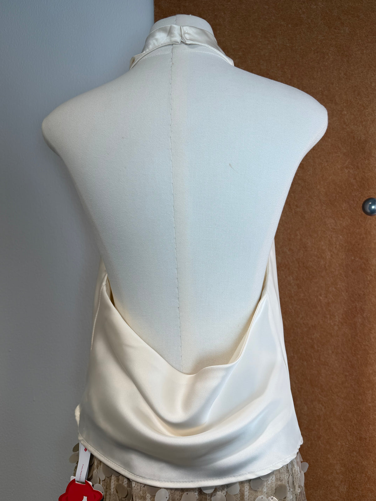 Cowl-Neck Halter Satin Top | Uma