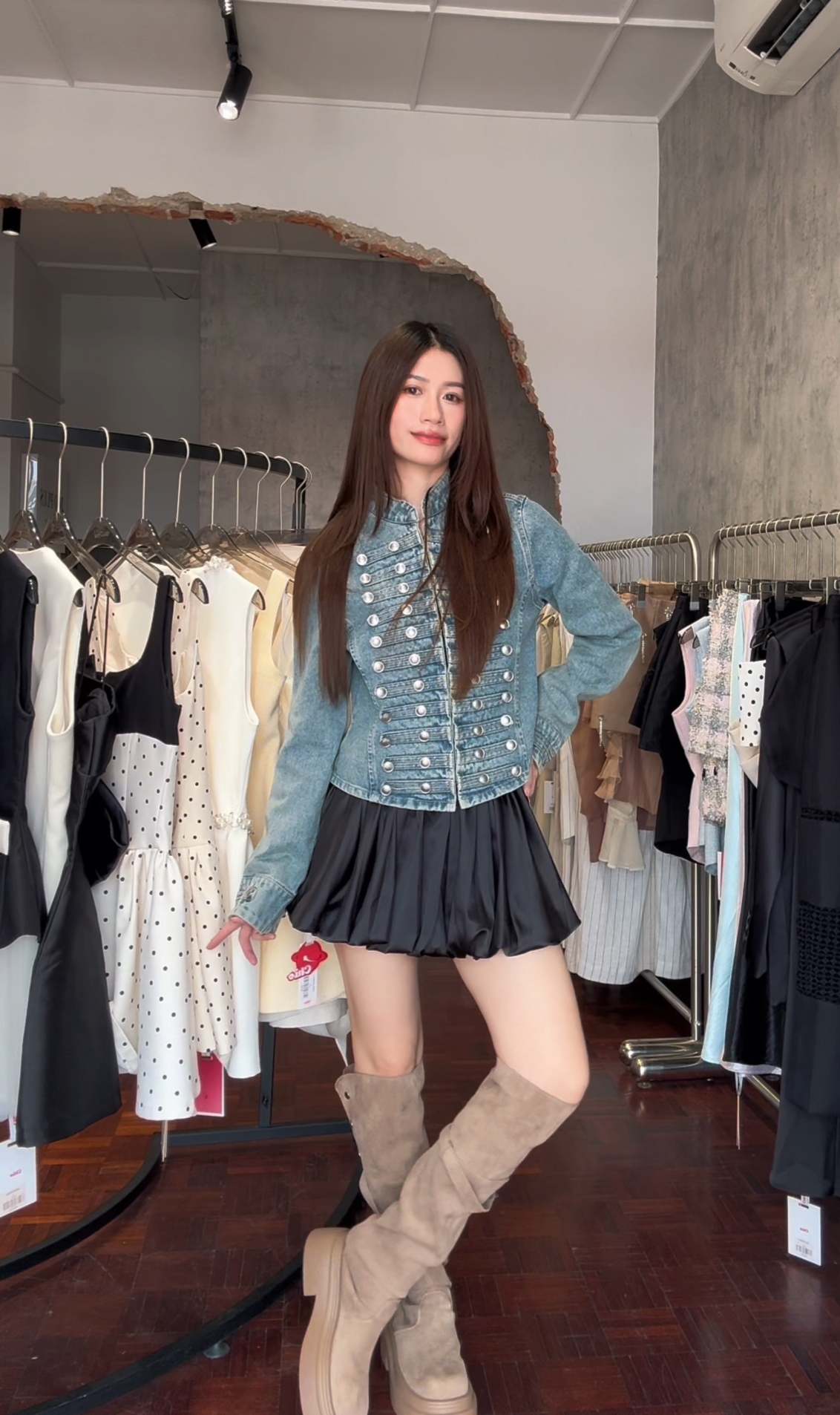 Military-Inspired Denim Jacket | Uras Top